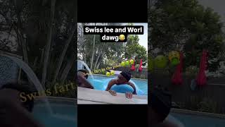 world dwag and swiss Lee in the Pool #share #funny #shorts #short #swisslee #worldwag #caribbean