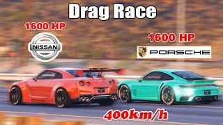 Nissan GTR r35 vs Porsche 911 Turbo S DragRace | GTR r35 vs 911 Turbo S