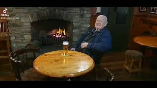 Tony Bowler enjoying an open fire at the White Sands Hotel Ballyheigue 2024.