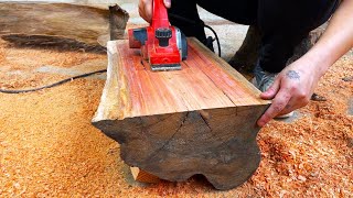 Red Malformation Tree Trunk To Extremely Unique Tea Table // Amazing Woodworking Creative Skills