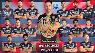 IPL 2023 Royal Challengers Bangalore Full Players List | RCB Team Squad 2023 | RCB Final Squad 2023