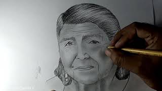 Rostro realista a lápiz, mi abuela Tomasa | Realistic face in pencil, my grandmother  HD