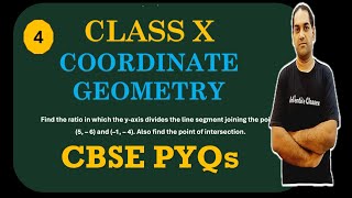 4. Find the ratio in which the y-axis divides the line segment joining the points(5, – 6) (–1, – 4)