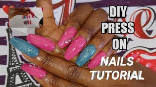 DIY PRESS ON NAILS|HOW TO CUSTOMISE PRESS ON NAILS TUTORIAL|NO GLUE|South African/Nigerian nail tech