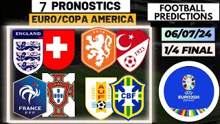 PRONOSTIC FOOT: PRONOSTIC EURO 2024, PRONOSTIC 1/4 FINALE EURO 2024 // 05-06 JUILLET