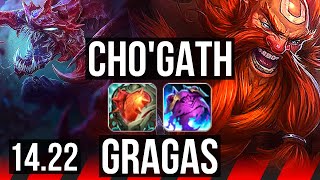 CHO'GATH vs GRAGAS (TOP) | Rank 3 Cho, 5/2/8 | BR Challenger | 14.22