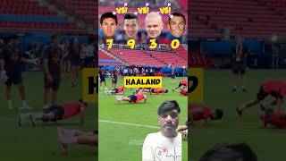 Messi vs Ronaldo vs Haaland vs Lewandowski : Push-up Challenge 💪🏻😵 #shorts #ronaldo #messi #haaland