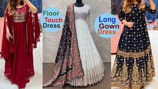 new latest floor touch Long Gown Dress design | long dress fashion #2023 #partywear #fashion