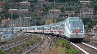 Treni in transito, arrivo e partenza sul curvone di Recco!