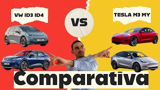 Porque el Model 3/Y son lo mejores coches de hoy en dia! Comparativa  Tesla Model 3/Y vs VW ID3 y 4