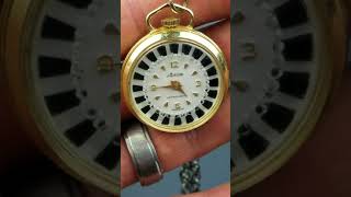 Vtg Retro Windup Lord Nelson Antimagnetic Pocket Watch Psychedelic Spinning Dial