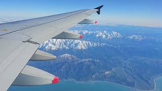 South Island mountains of New Zealand on board NZ329 in 4k