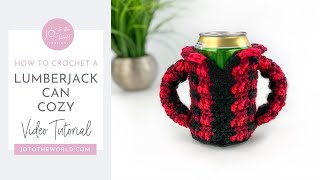 Lumberjack Crochet Can Cozy Pattern - A Fun & Unique Plaid Jacket Drink Holder!