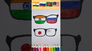 🇮🇳🇷🇺🇧🇩🇲🇾 Flag Drawing #art #shorts #easydrawing #viral