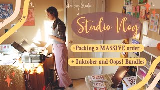 Artist Diaries - Biggest Order Yet, Thanksgiving, Inktober - Cozy Sticker Shop Studio Vlog