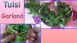 How to string Tulsi Garland | Easy method to make Basil Garland | Tulsi mala | Traditional method