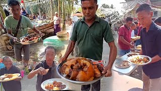 Christmas feast at Zutovi village | Pork head | khemprai Village Food