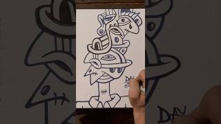 Daily Faces Challenge: Day 253/365- Self Portrait Sharpie Drawing | Marker Art Timelapse 👁️ #shorts