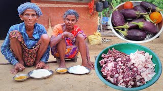 80 years old grandma cooking MUTTON CURRY with BRINJAL FRY | how to cook MUTTON CURRY | village life