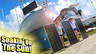 Installation Of Bouge RV Solar Panels On A Blue Water Cruising Sailboat | Sailboat Story 214