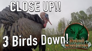 Ohio Turkey Hunting | Three Birds Down! | Awesome Close up