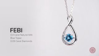 Round Blue topaz set in a Infinity knot pendant design| Diamondère - Febi