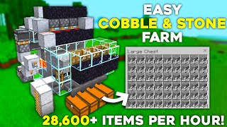 Minecraft EASY Cobblestone & Stone Farm Tutorial! 28,000 Items/Hour! MCPE PC Xbox PS5