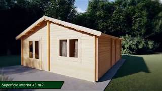 Casa de madera Ireland 42m2 / 6 x 7m / 70mm