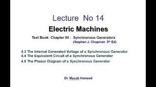 Lecture 14 | Synchronous Generator | Internal Circuit and The Phasor Diagram | Electrical Machines