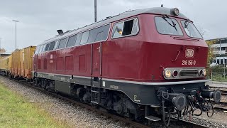 218 155 der NeSA bringt einen Schleifzug nach Albbruck.