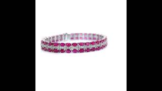 19.62 Carat Ruby & Diamond Triple Row Cluster Bracelet in Platinum