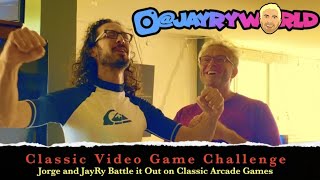 Classic Arcade Game Battle - JayRy vs Jorge - Ms Pac Man Elevator Action Galaga Trash Talking in 4K