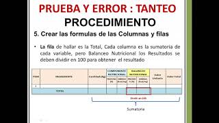 BALANCEO NUTRICIONAL POR TANTEO