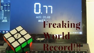 RUBIK'S CUBE SOLVED IN UNDER 1 SECOND!  UNOFFICIAL WORLD RECORD!!!!!