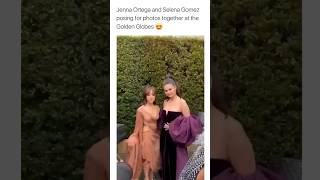 Jenna Ortega and Selena Gomez posing for photos together at Golden globes ✨️ || #jennaortega #selena