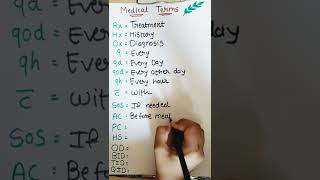 Medical terms or abbreviations