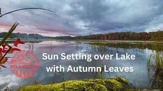 Rose colored Sunset 🌅 Over Lake with Slow Moving Clouds, Surrounded by Colorful Autumn Trees 40 min