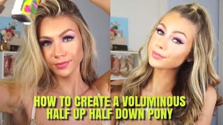 How To Create Voluminous Half Up Half Down Ponytail | Fine and Thick Hair