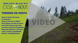 CASA NOVA BIENES RAICES vende terreno en Cuenca Ecuador Ricaurte sector La Dolorosa