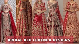 Elegant Bridal Red Lehenga Designs | Pakistani Bridal Dresses For Barat #bridaldress