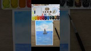 Paisagem de barco e ceu em aquarela clique e aprenda o passo a passo no meu canal #aquarela #pintar