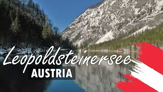 Leopoldsteinersee - Frozen Lake in Austria - Relaxing 4K Drone Flight Video North Steiermark