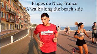 Plages de Nice, Nice, France: Summer beach walk - Fountaine du Soleil until #ILoveNICE 4K/60FPS