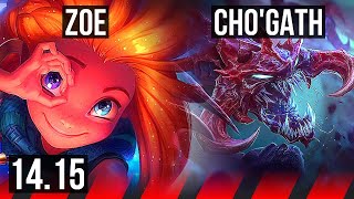 ZOE vs CHO'GATH (TOP) | 8/1/5, 1300+ games, Legendary | EUW Master | 14.15