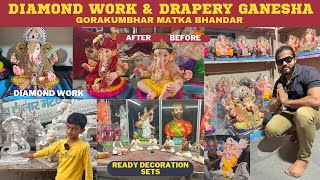 DIAMOND WORK, DRAPERY, ECO FRIENDLY,FETA & THEME BASED GANESH IDOLS - GORAKUMBHAR MATKA BHANDAR