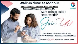 Mega Walk-in Drive at Genpact Jodhpur on 31st August | Finance & Accounting Jobs