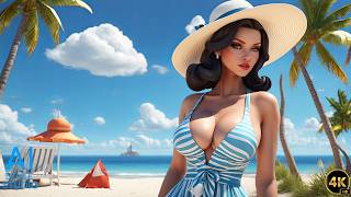 4K AI Art Lookbook Video of AI Girl ｜ AI Girl in Dress & Hat with Art Frahm Style