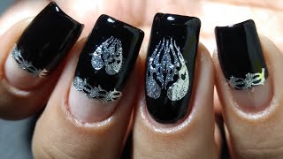 Negative Space Tattoo Nails || Elcorazon Decals