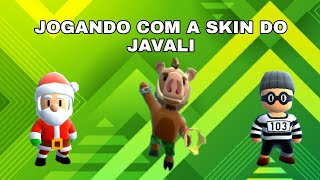 jogando com a skin do javali - Stumble Guys