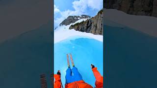 pondskim on skis!  #skiing